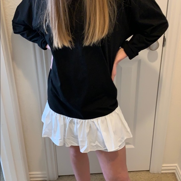 Black Dress w White Ruffle Bottom - Picture 2 of 5